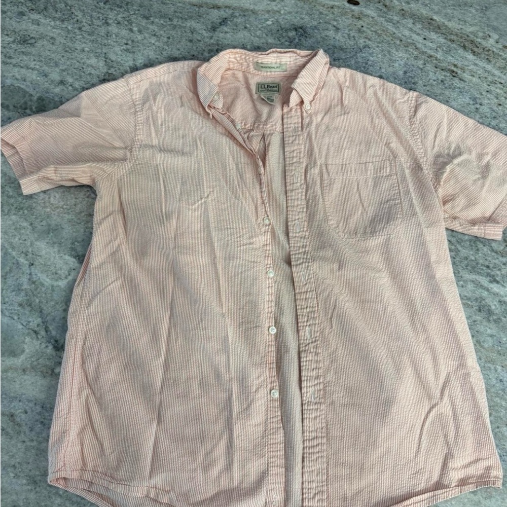 L.L. Bean Pale Pink Short-Sleeve Button-Down Shirt